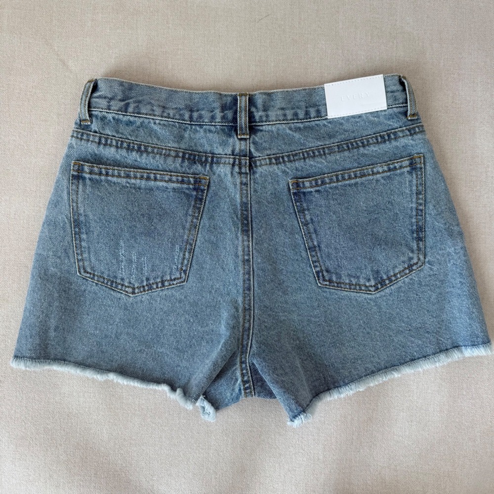 EVERY High Waisted Denim Shorts Button Fly Raw Frayed Hem Festival Indie 28 - Picture 2 of 11